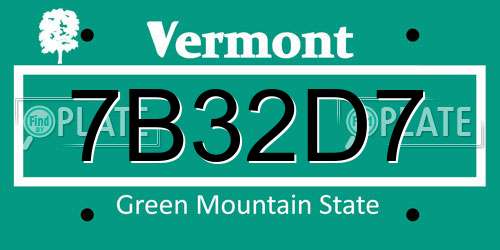 7B32D7 Vermont License Plate
