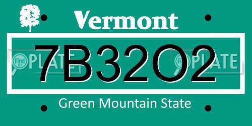7B32O2 Vermont License Plate