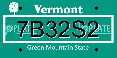 7B32S2 Vermont License Plate