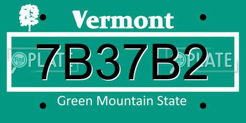 7B37B2 Vermont License Plate