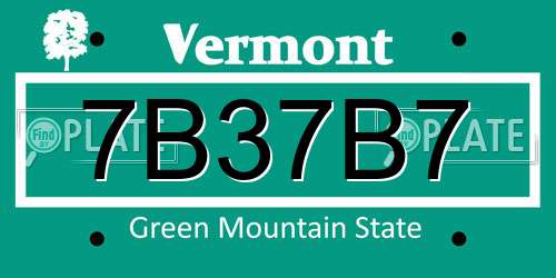 7B37B7 Vermont License Plate