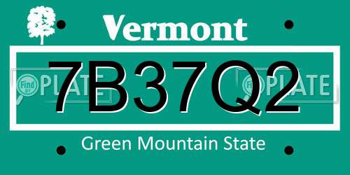 7B37Q2 Vermont License Plate