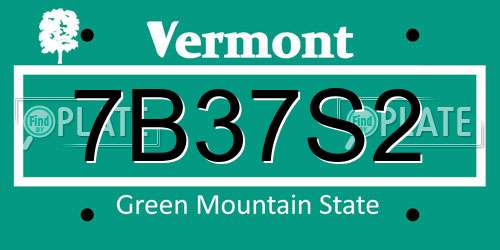 7B37S2 Vermont License Plate