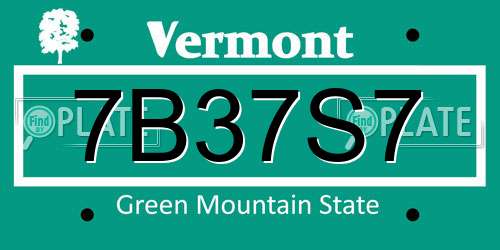 7B37S7 Vermont License Plate