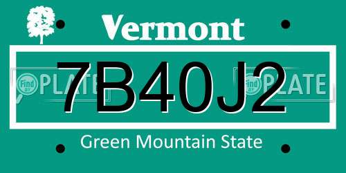 7B40J2 Vermont License Plate