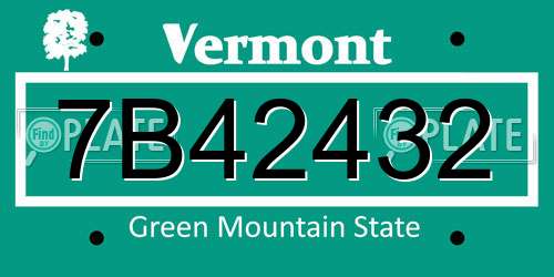 7B42432 Vermont License Plate