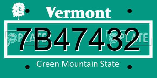 7B47432 Vermont License Plate
