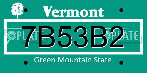 7B53B2 Vermont License Plate