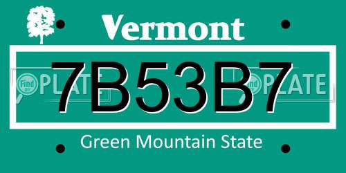 7B53B7 Vermont License Plate