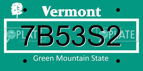 7B53S2 Vermont License Plate