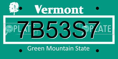 7B53S7 Vermont License Plate