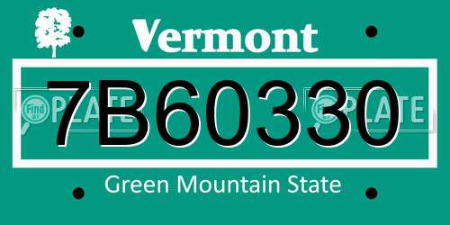 7B60330 Vermont License Plate