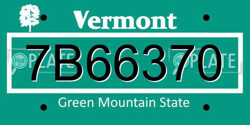 7B66370 Vermont License Plate