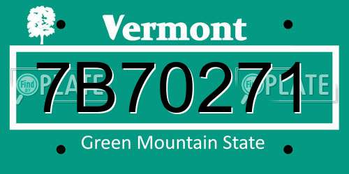 7B70271 Vermont License Plate