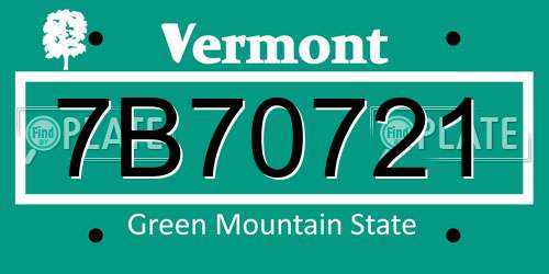 7B70721 Vermont License Plate