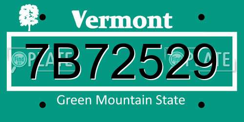 7B72529 Vermont License Plate