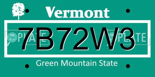 7B72W3 Vermont License Plate