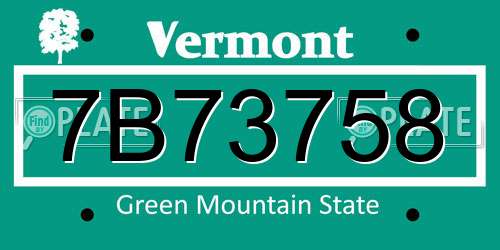 7B73758 Vermont License Plate