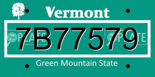 7B77579 Vermont License Plate