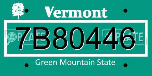 7B80446 Vermont License Plate