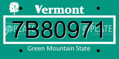 7B80971 Vermont License Plate