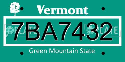 7BA7432 Vermont License Plate