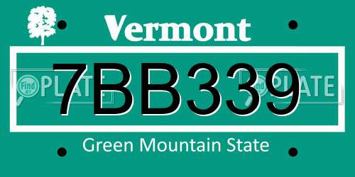 7BB339 Vermont License Plate