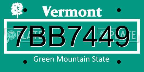 7BB7449 Vermont License Plate
