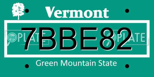 7BBE82 Vermont License Plate