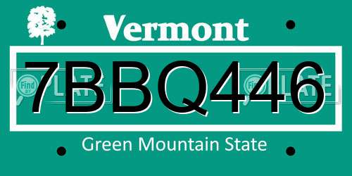 7BBQ446 Vermont License Plate