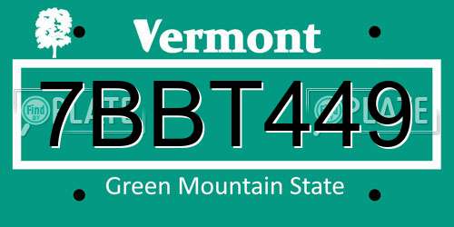 7BBT449 Vermont License Plate