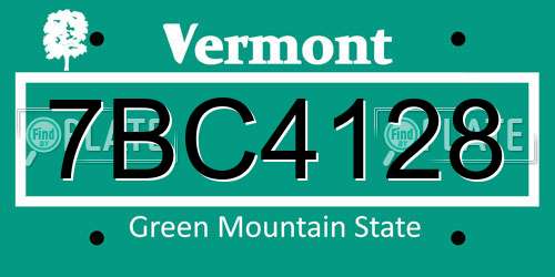 7BC4128 Vermont License Plate