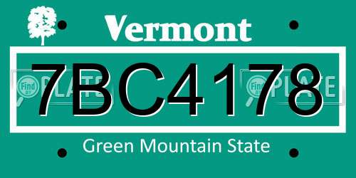 7BC4178 Vermont License Plate