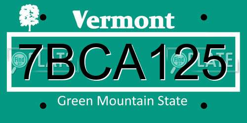7BCA125 Vermont License Plate