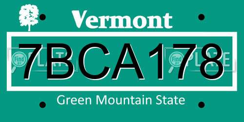 7BCA178 Vermont License Plate