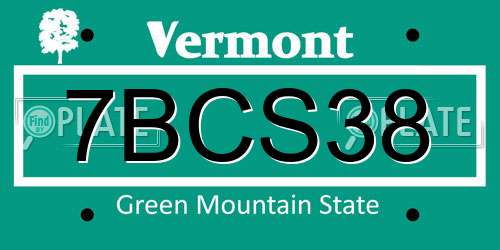 7BCS38 Vermont License Plate