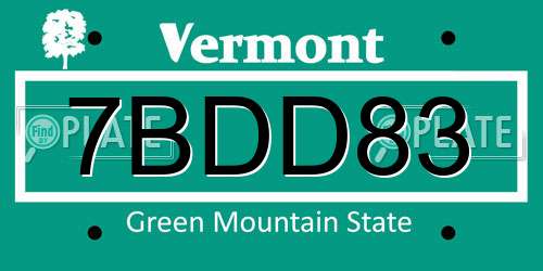 7BDD83 Vermont License Plate