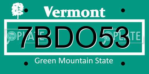 7BDO53 Vermont License Plate