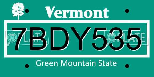 7BDY535 Vermont License Plate