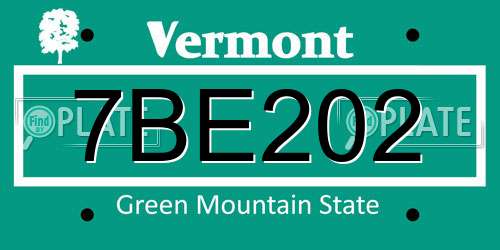 7BE202 Vermont License Plate