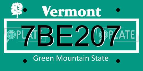 7BE207 Vermont License Plate