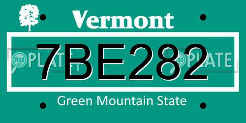 7BE282 Vermont License Plate