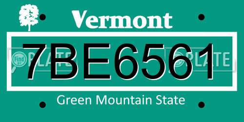 7BE6561 Vermont License Plate