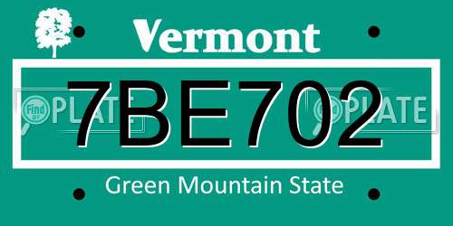 7BE702 Vermont License Plate