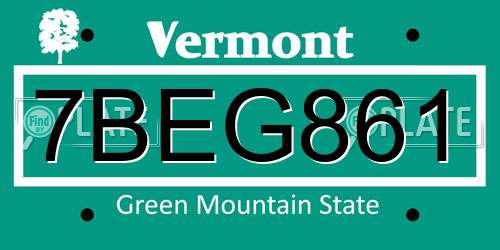 7BEG861 Vermont License Plate
