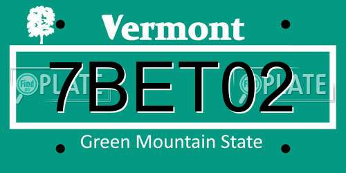 7BET02 Vermont License Plate