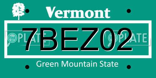 7BEZ02 Vermont License Plate