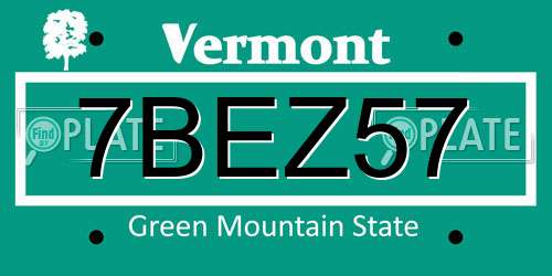7BEZ57 Vermont License Plate