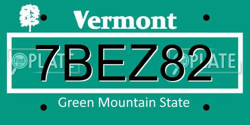 7BEZ82 Vermont License Plate