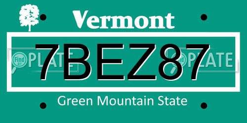 7BEZ87 Vermont License Plate